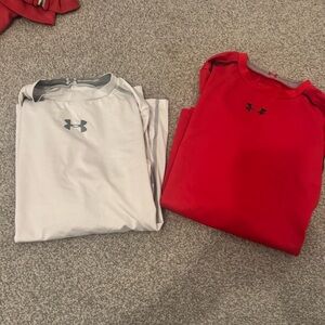 Under Armour Kids Red and White Long Sleeve Performance Tops